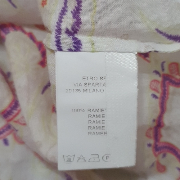 Etro Ramie Multicolor Paisley Button down Shirt - Picture 4 of 7